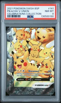 Pokemon Pikachu TCG V-Union Holo Promo SWSH141 Black Star PSA 8 NM-MT 2021 - Image 1