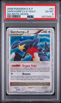 2008 POKEMON DIAMOND & PEARL MAJESTIC DAWN #97 GARCHOMP LV.X-HOLO PSA 6 - Image 1
