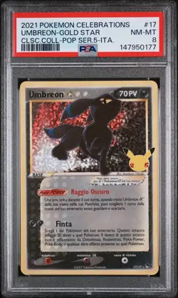 2021 POKEMON CELEBRATIONS CLASSIC COLLECTION ITALIAN #17 UMBREON-GOLD STAR PSA 8 - Image 1