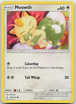 Meowth 147/214 Unbroken Bonds Pokemon LP - Image 1