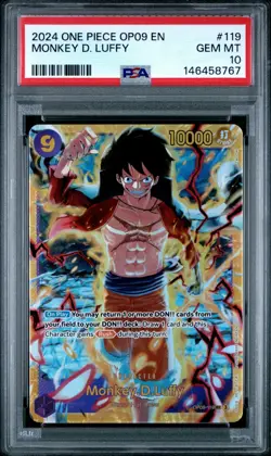 ⚓MONKEY D LUFFY PSA 10 GEM 2024 ONE PIECE OP09 EMPERORS NEW WORLD 119 SECRET⚓ - Image 1
