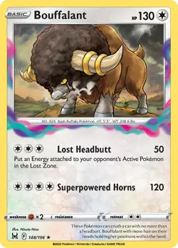 Bouffalant 148/196 Swsh11: Lost Origin Regular NM-Mint Pokemon Card TCG - Image 1