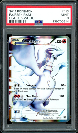 2011 Pokemon Black & White Full Art Reshiram PSA 9 113/114 New Cert - Image 1