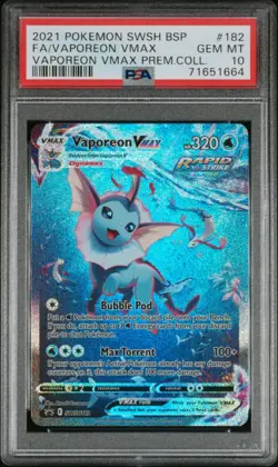 PSA 10 GEM MINT Vaporeon VMAX 2021 Pokemon Black Star Promo SWSH182 - Image 1