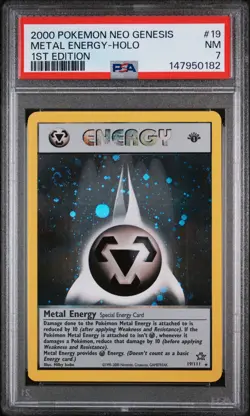 2000 POKEMON NEO GENESIS 1ST EDITION #19 METAL ENERGY-HOLO PSA 7 - Image 1