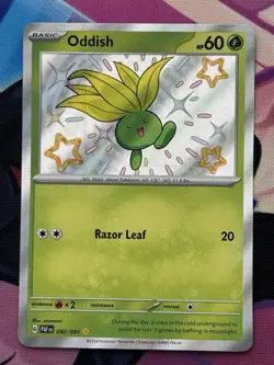 Pokemon TCG Oddish 092/091 SV Paldean Fates Baby Shiny Rare Holo English - Image 1