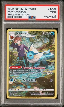 Vaporeon TG02 Brilliant Stars Pokemon PSA 9 - Image 1