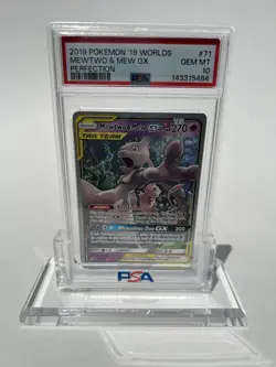 2019 POKEMON WORLD CHAMPIONSHIPS DECK: PERFECTION #71 MEWTWO & MEW GX PSA 10 - Image 1
