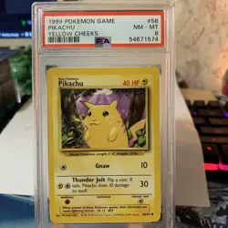 1999 POKEMON GAME PIKACHU YELLOW CHEEKS #58 PSA 8 - Image 1