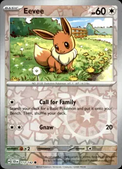 Pokemon Eevee Common Reverse Holo SCR 113/142 NM - Image 1