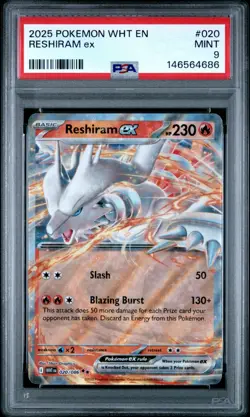 2025 POKEMON WHT EN-WHITE FLARE #020 RESHIRAM EX PSA 9 LOW POP (FREE S &H) - Image 1