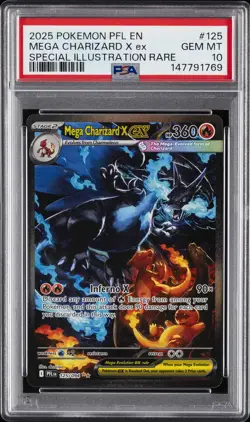 2025 POKEMON PFL EN-PHANTASMAL FLAMES #125 MEGA CHARIZARD X EX PSA 10 - Image 1
