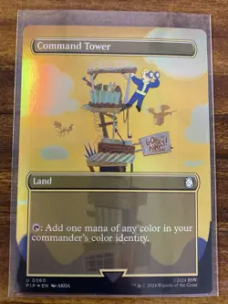 MTG✨COMMAND TOWER Ext Art/Borderless 🌈 FOIL✨PIP Fallout MINT Uncommon UNPLAYED - Image 1