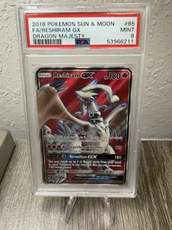 Pokemon Reshiram GX 65/70 PSA 9 - Dragon Majesty Full Art - Image 1
