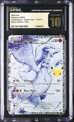 Pokemon celebrations Reshiram holo 113/114 CGC PRISTINE 10 - Image 1