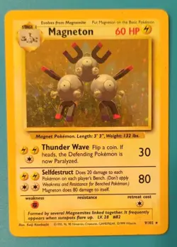 Pokemon TCG Magneton Base Set Holo Rare 9/102 LP Wizards English 1999 - Image 1