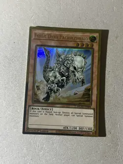 Yugioh Fossil Dyna Pachycephalo MGED-EN008 Gold Rare 1st Ed - Image 1
