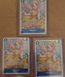 Bandai One Piece Card Game 3x Rebecca OP05-061 Blue Character English - Image 1