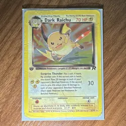 Pokemon Dark Raichu 1st Edition Secret Rare Holo Team Rocket 83/82 70 HP Card - Image 1