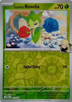 007/182 CYNTHIA'S ROSELIA REVERSE HOLO DESTINED RIVALS POKEMON CARD - Image 1