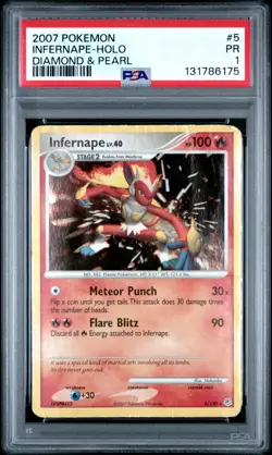 Pokemon TCG Infernape 5/130 2007 Diamond & Pearl Holo Rare Card - PSA 1 / POP 5 - Image 1