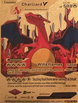 Pokemon V Evolution Charizard V HP 508 LV 91 Gold Foil Fan Art Card - Image 1