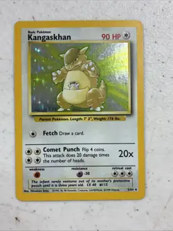 Pokemon TCG Card Kangaskhan Jungle 5/64 Holo Unlimited Holo Rare 1999 HP - Image 1