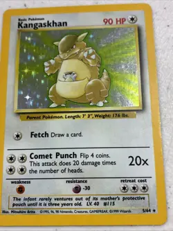 Pokemon TCG Card Kangaskhan Jungle 5/64 Holo Unlimited Holo Rare 1999 HP - Image 2