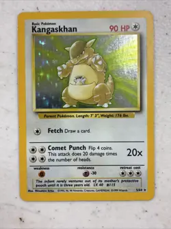 Pokemon TCG Card Kangaskhan Jungle 5/64 Holo Unlimited Holo Rare 1999 HP - Image 4