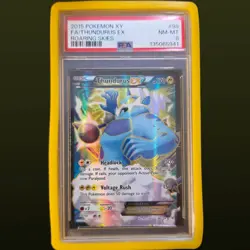2015 POKEMON XY ROARING SKIES THUNDURUS EX FULL ART #98 PSA 8 - Image 1