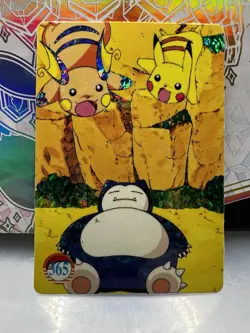 Pokemon Pocket Monsters Vending Prism Sticker #365 Snorlax, Pika, Raichu - Image 1