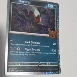 SWIRL Pokemon Darkrai 136/197 Trick or Trade 2024 Cosmos Holo SWIRL above stamp - Image 3
