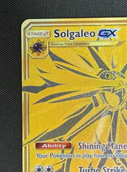Pokemon Solgaleo GX Hidden Fates Full Art Black Star Gold Promo SM104a - Image 2