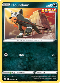 Houndour 095/163 Battle Styles Common NM 2021 Reverse Holo - Image 2