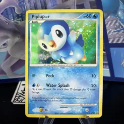 2007 Pokemon Piplup DP03 Black Star Promo Holo Moderately Played - Image 1