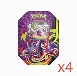PRESALE Pokemon Mega Moonlit Tin Mega Gengar FACTORY SEALED (Lot Of 4) - Image 1