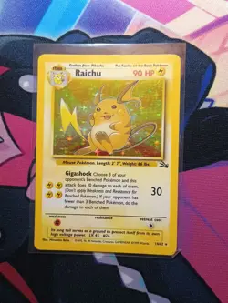 Pokemon TCG Raichu Fossil Holo Rare Card 14/62 Unlimited English LP - Image 2