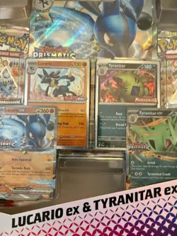 2 x Pokemon Prismatic Evolutions Lucario EX and Tyranitar EX Premium Collection - Image 2