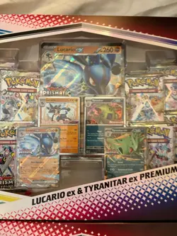 2 x Pokemon Prismatic Evolutions Lucario EX and Tyranitar EX Premium Collection - Image 3