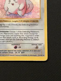 Clefairy 5/102 - Holo Rare Shadowless Base Set - Pokemon Vintage WoTC HP - Image 4