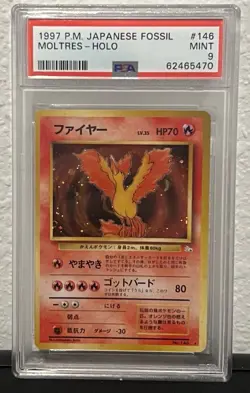 1997 Pokemon Japanese Mystery of the Fossils Moltres Holo PSA 9 MINT - Image 1