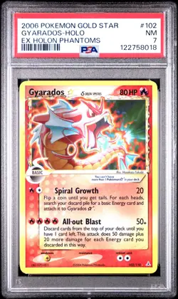 2006 POKEMON EX HOLON PHANTOMS GOLD STAR #102 GYARADOS-HOLO PSA 7 - Image 1