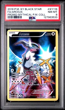 2016 POKEMON XY BLACK STAR PROMO MYTHICAL POKEMON COLL FULL ART/ARCEUS PSA 8 - Image 1