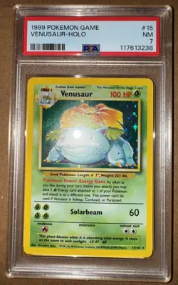 1999 Pokemon Venusaur Base Set Holo 15/102 PSA 7 NM - Image 1