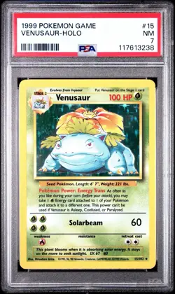 1999 Pokemon Venusaur Base Set Holo 15/102 PSA 7 NM - Image 3