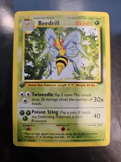 1999 Pokemon Base Set Beedrill 1st Edition Shadowed Rare 17/102 WOTC LP - Image 1