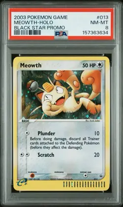 2003 Pokemon Black Star Promo #013 Meowth-Holo Black Star Promo PSA 8 - Image 1