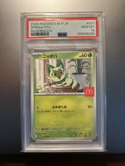 2025 Pokemon Japanese M-P Promo McDonald's Sprigatito #017 PSA 10 - Image 1