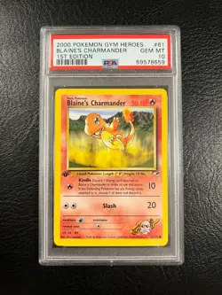 Pokemon Gym Heroes #61 - Blaine's Charmander - GEM Mint - 1st Edition - PSA 10! - Image 1