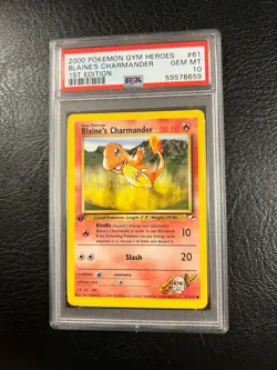 Pokemon Gym Heroes #61 - Blaine's Charmander - GEM Mint - 1st Edition - PSA 10! - Image 2